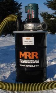 MRR activated carbon filters 30 Gal. Drum Attached Blower EZ-030A